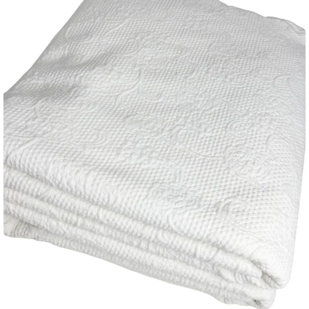 SFERRA Alice Coverlet Set (2) TWIN 69”x88” White Floral Matelasse Scalloped EUC